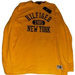 New Tommy Hilfiger New York Men Shirt Long Sleeve Yellow XL NWT Y2K Vintage